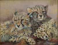 Cheetahs by Colleen Caubin executed with amber varnish