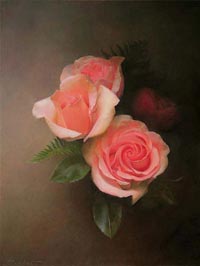 Roses by Peter Nisbet executed with amber varnish